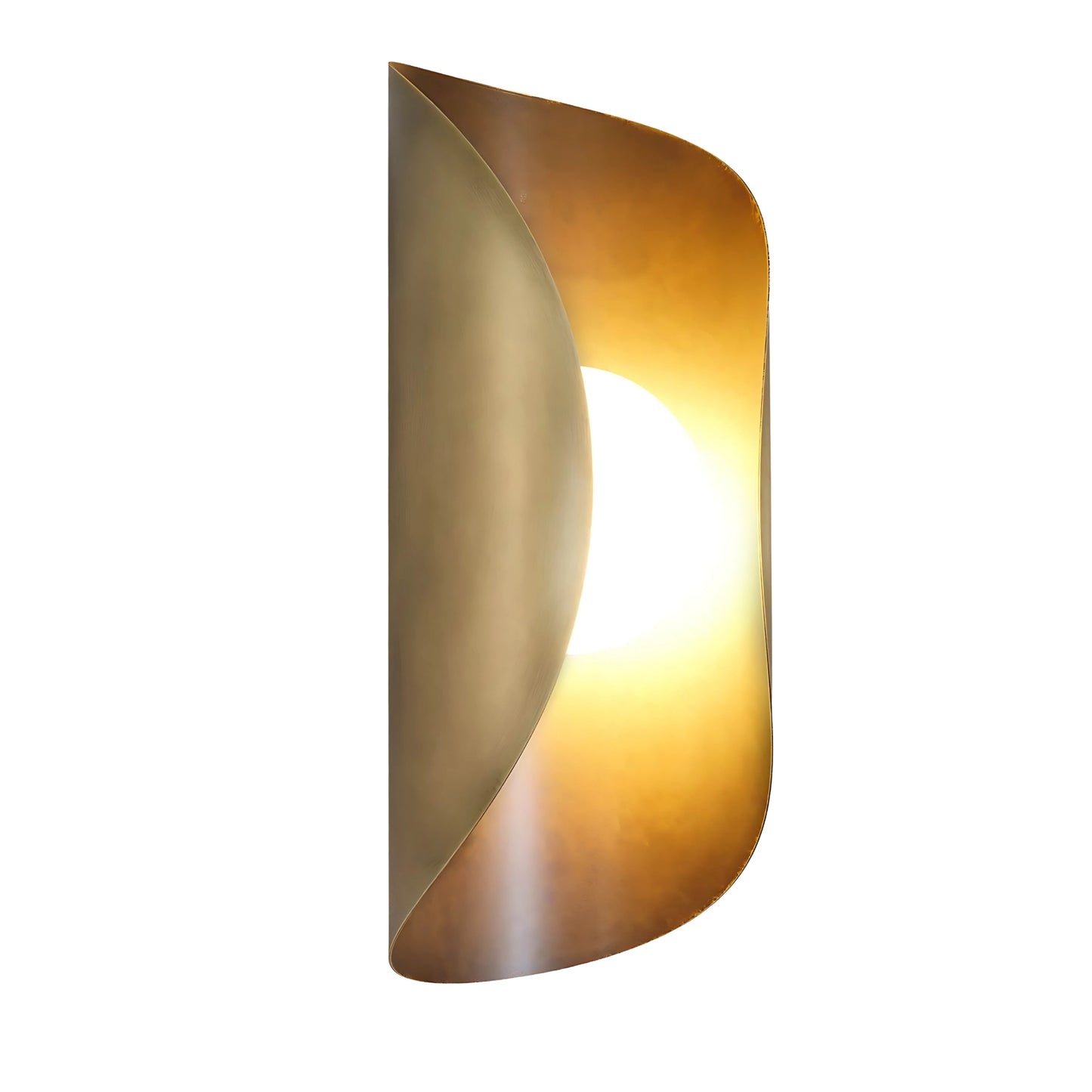 Raw Brass Curve Shade Vintage Wall Light - Mid-Century Modern Brass Wall Sconce