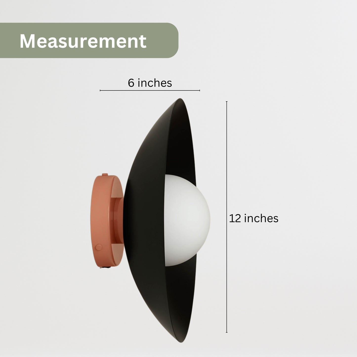 Black & Peach Dome Brass Wall Sconce – Mid-Century Modern Vintage Light