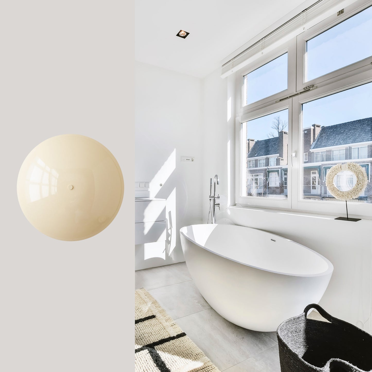 White Brass Dome Wall Sconce – Mid-Century Modern Hardwired Light