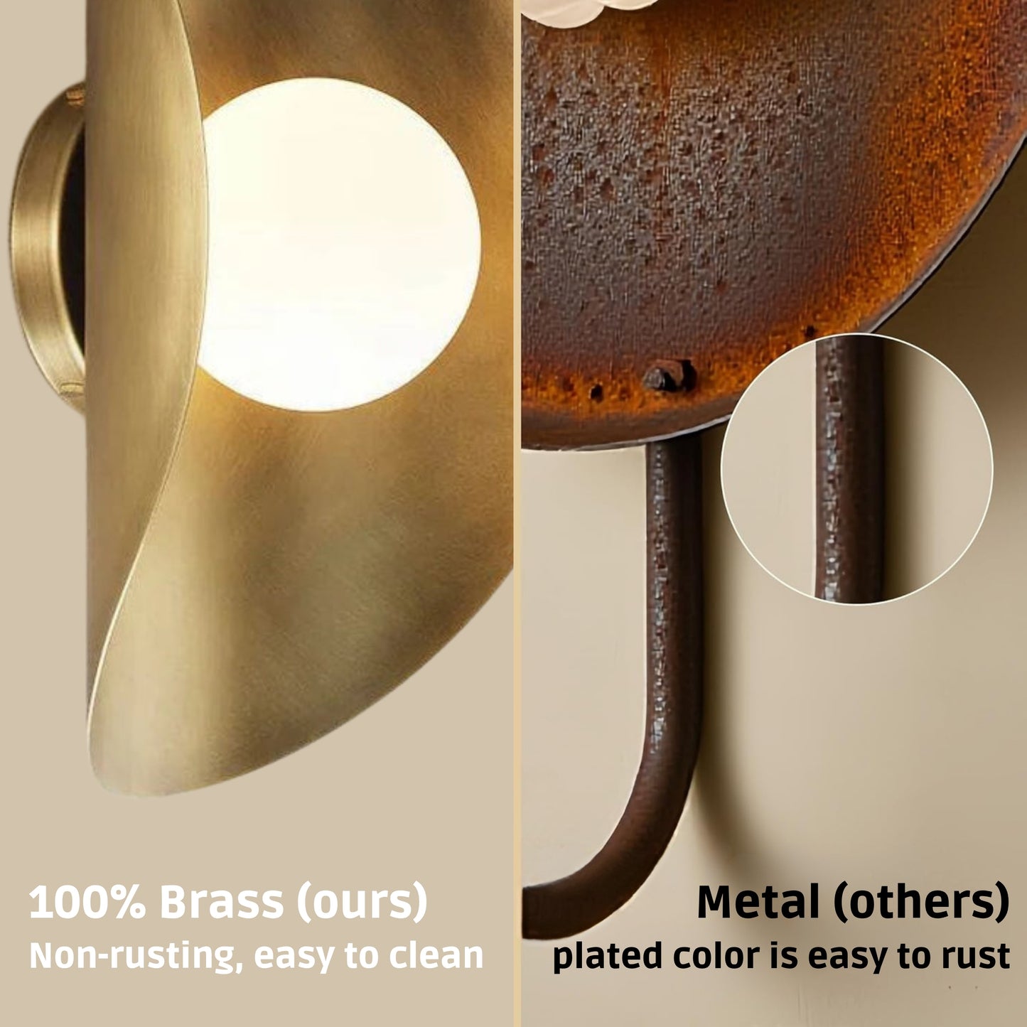 Raw Brass Curve Shade Vintage Wall Light - Mid-Century Modern Brass Wall Sconce