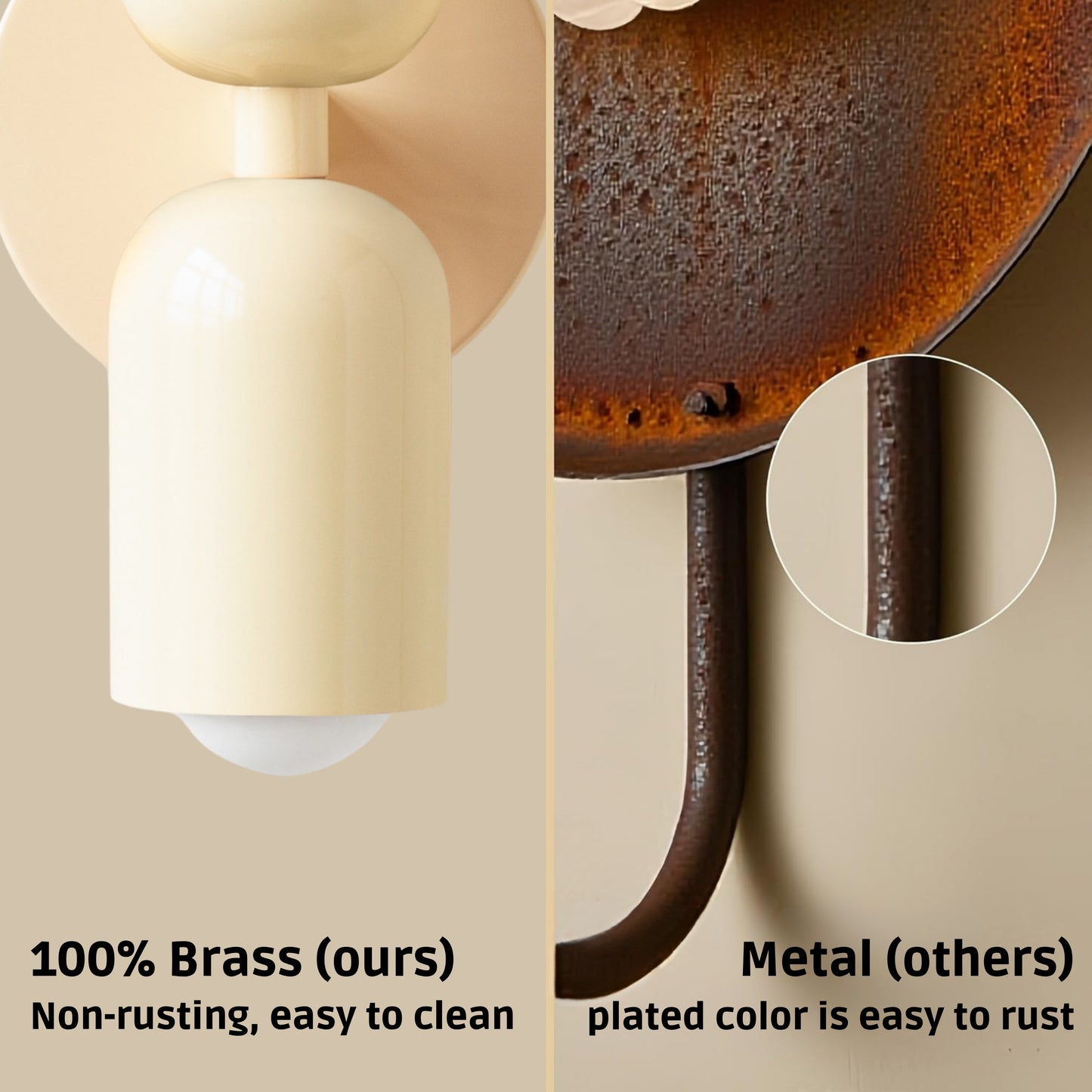 Cream Up & Down Brass Wall Sconce – Mid-Century Modern Light Fixture