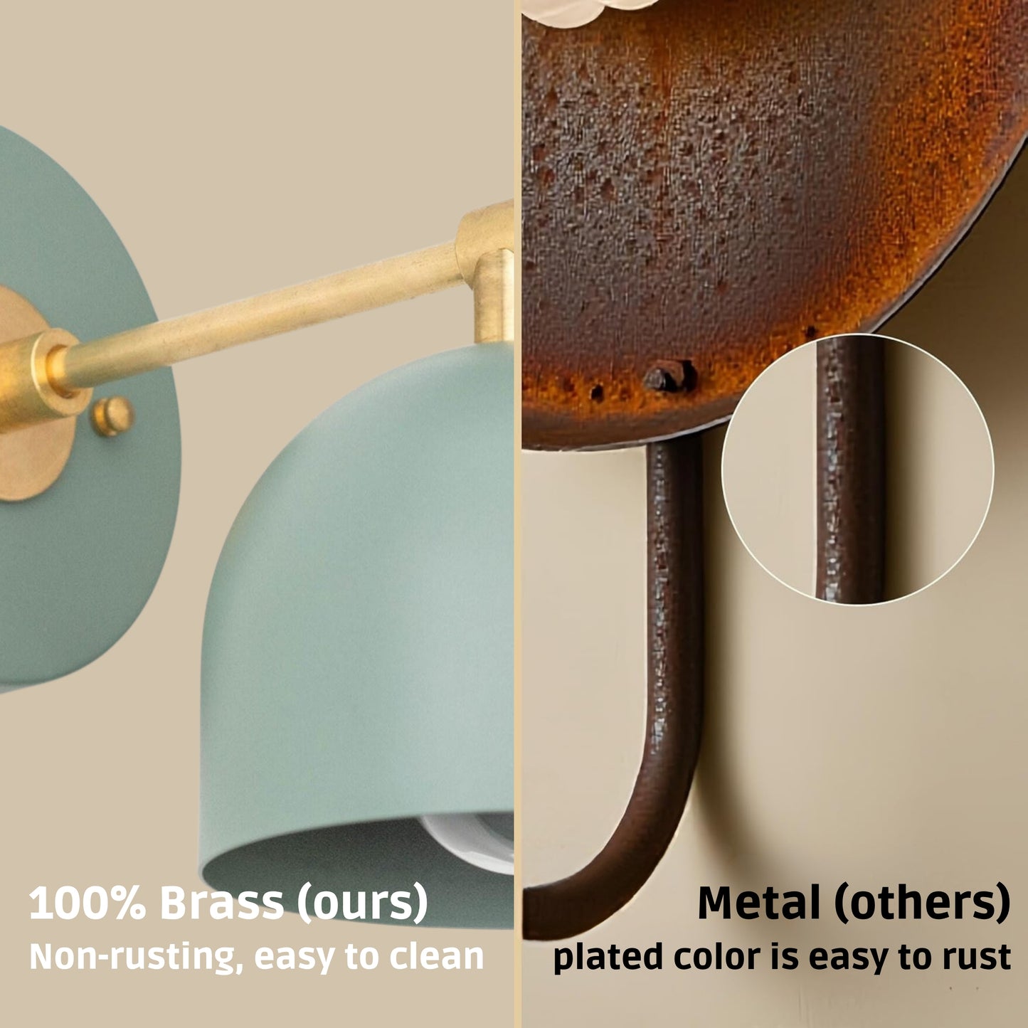 Modern Brass Wall Sconce – Mid Century Wall Light with Sea Green Dome Shade