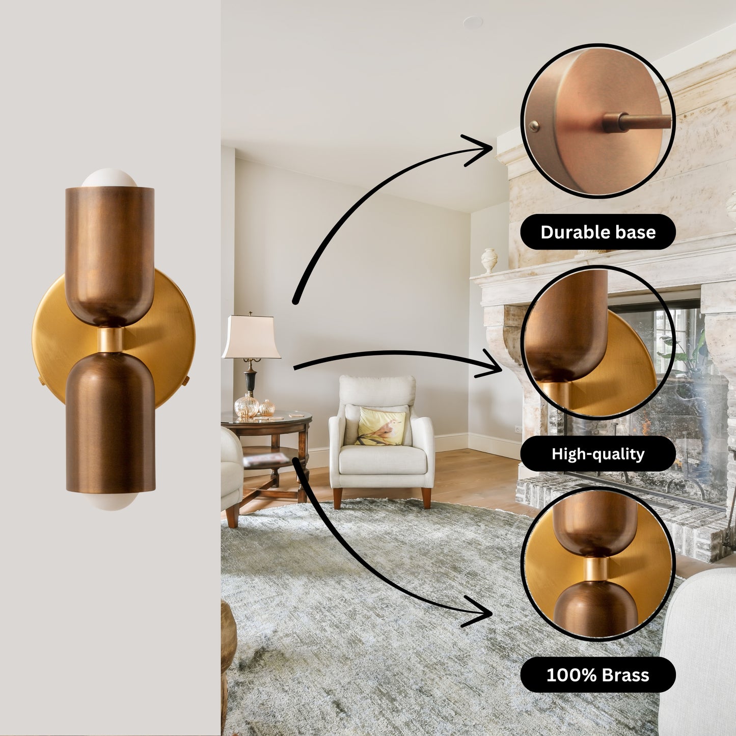Antique & Polish Up & Down Brass Wall Sconce – Mid-Century Modern Light Fixture