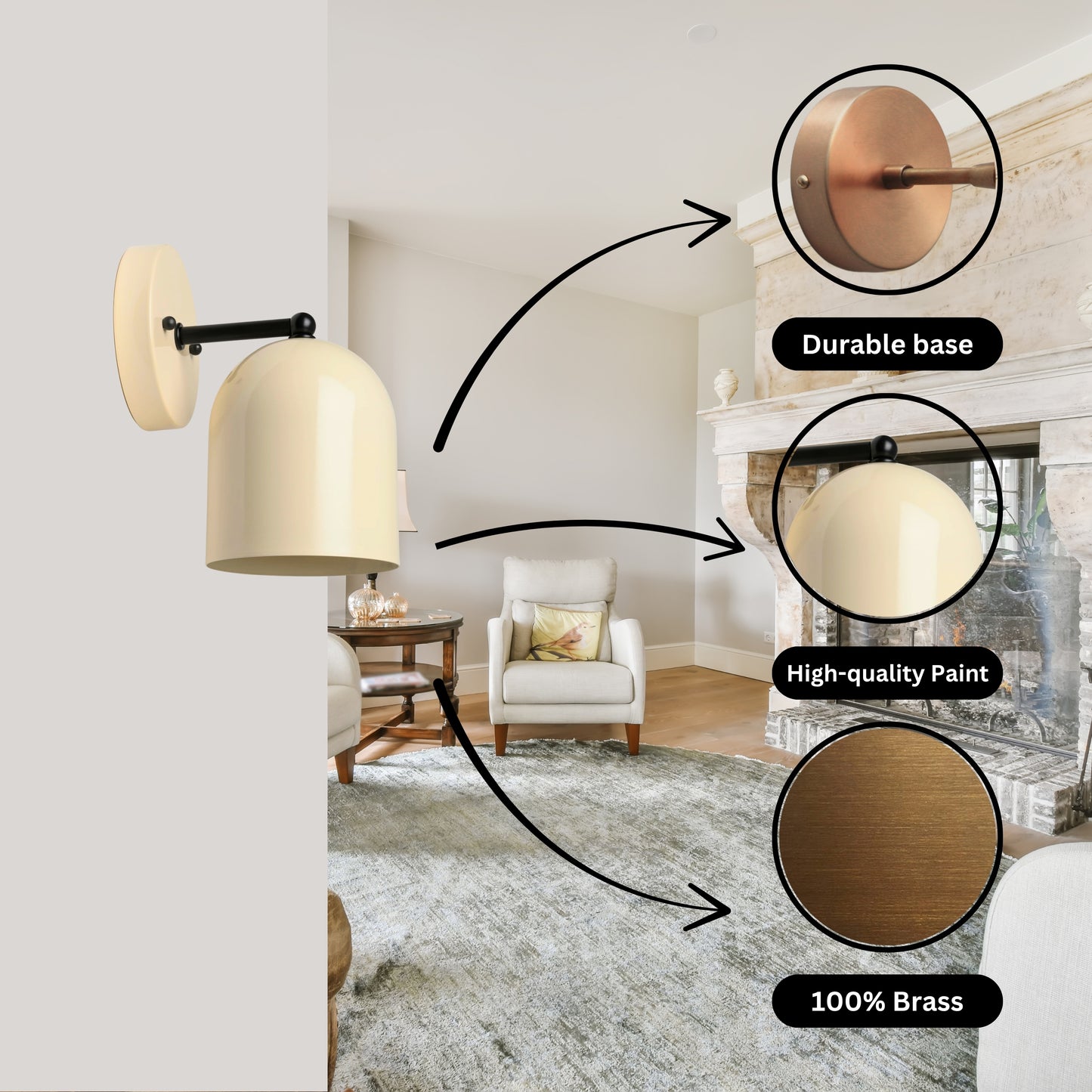 Modern Brass Wall Sconce – Mid Century Light Fixture for Bedroom & Living Room