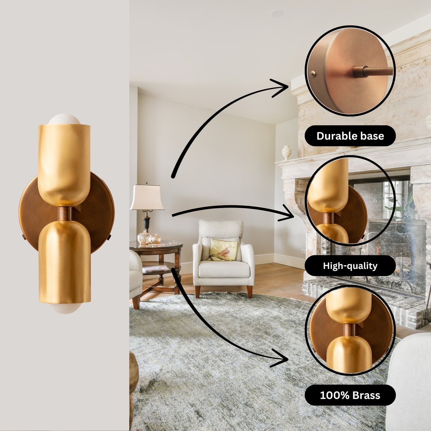 Polish & Antique Up & Down Brass Wall Sconce – Mid-Century Modern Light Fixture