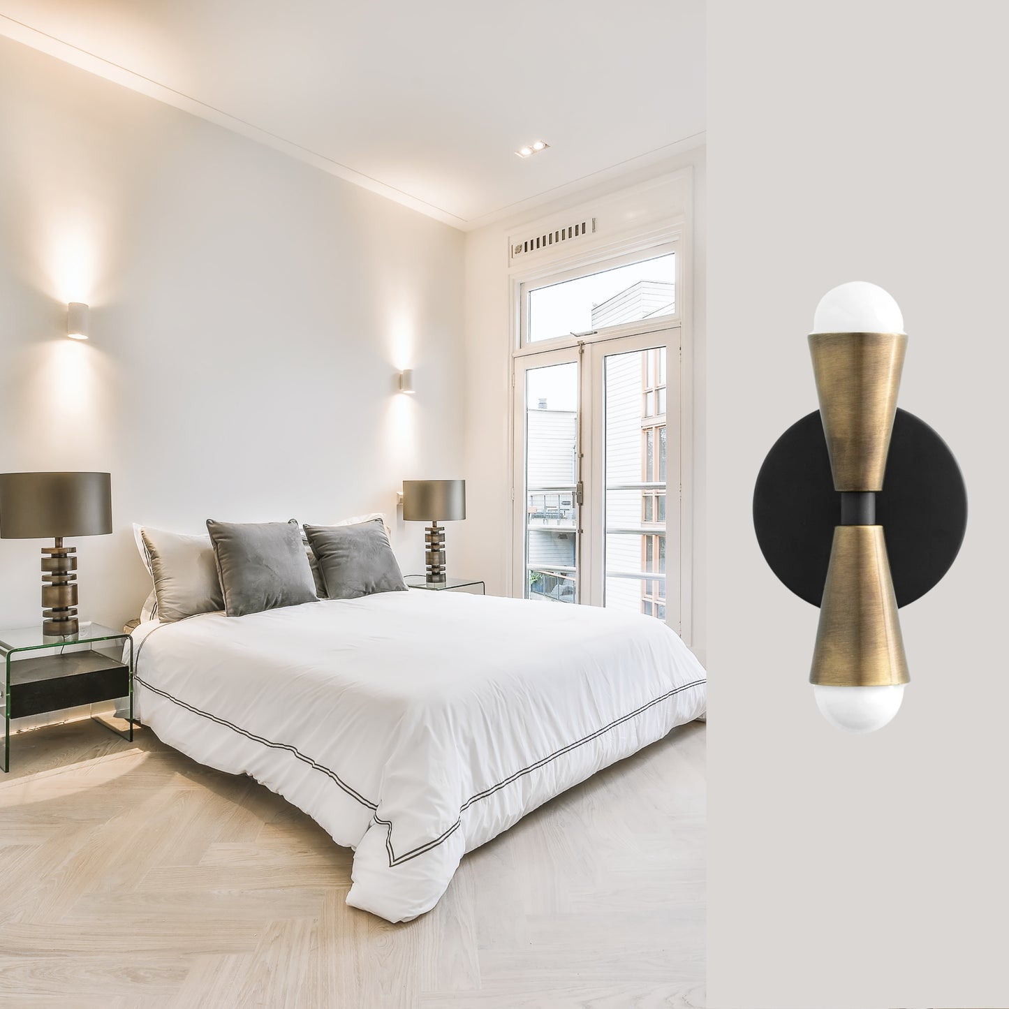 Mid Century Modern Brass Wall Sconce β Handmade Double Cone Light Fixture