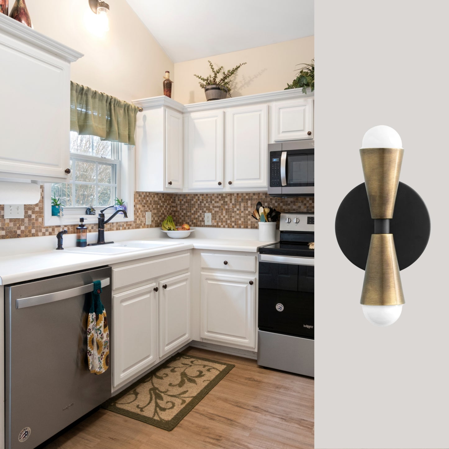 Mid Century Modern Brass Wall Sconce β Handmade Double Cone Light Fixture