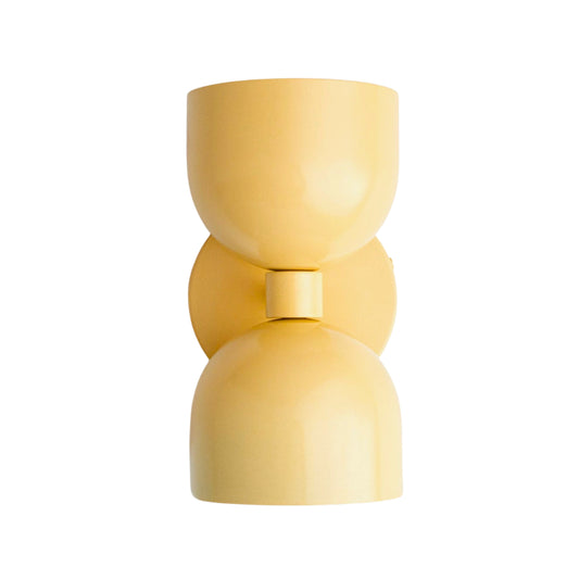 Mid Century Modern Yellow Brass Wall Sconce – Handmade Double Shade Light