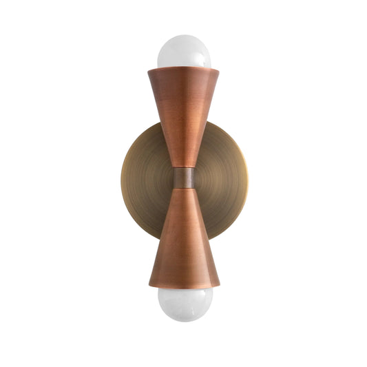 Mid Century Modern Brass Wall Sconce – Handmade Double Cone Light Fixture