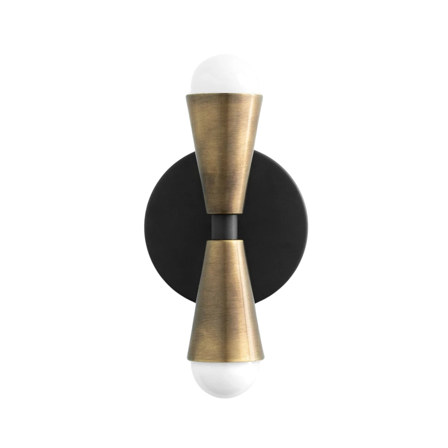 Mid Century Modern Brass Wall Sconce – Handmade Double Cone Light Fixture