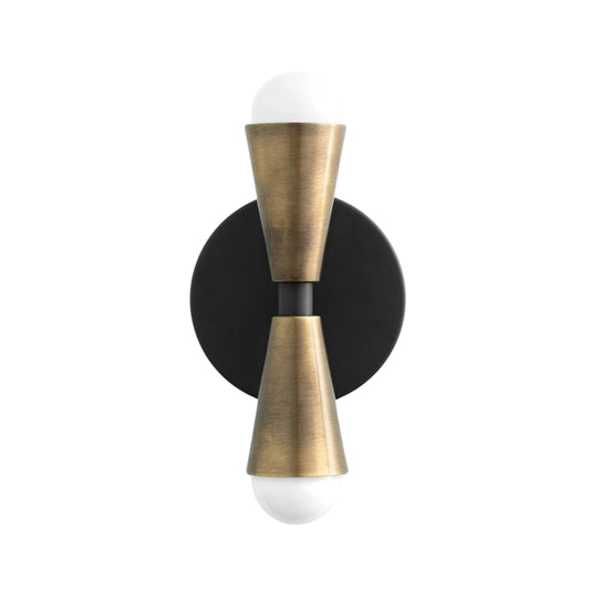 Mid Century Modern Brass Wall Sconce – Handmade Double Cone Light Fixture