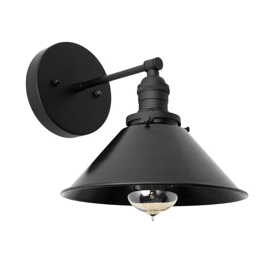 Handmade Brass Wall Sconce – Mid Century Modern Black Cone Light