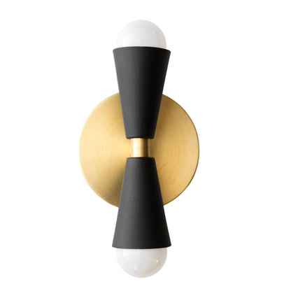 Mid Century Modern Brass Wall Sconce – Handmade Double Cone Light Fixture