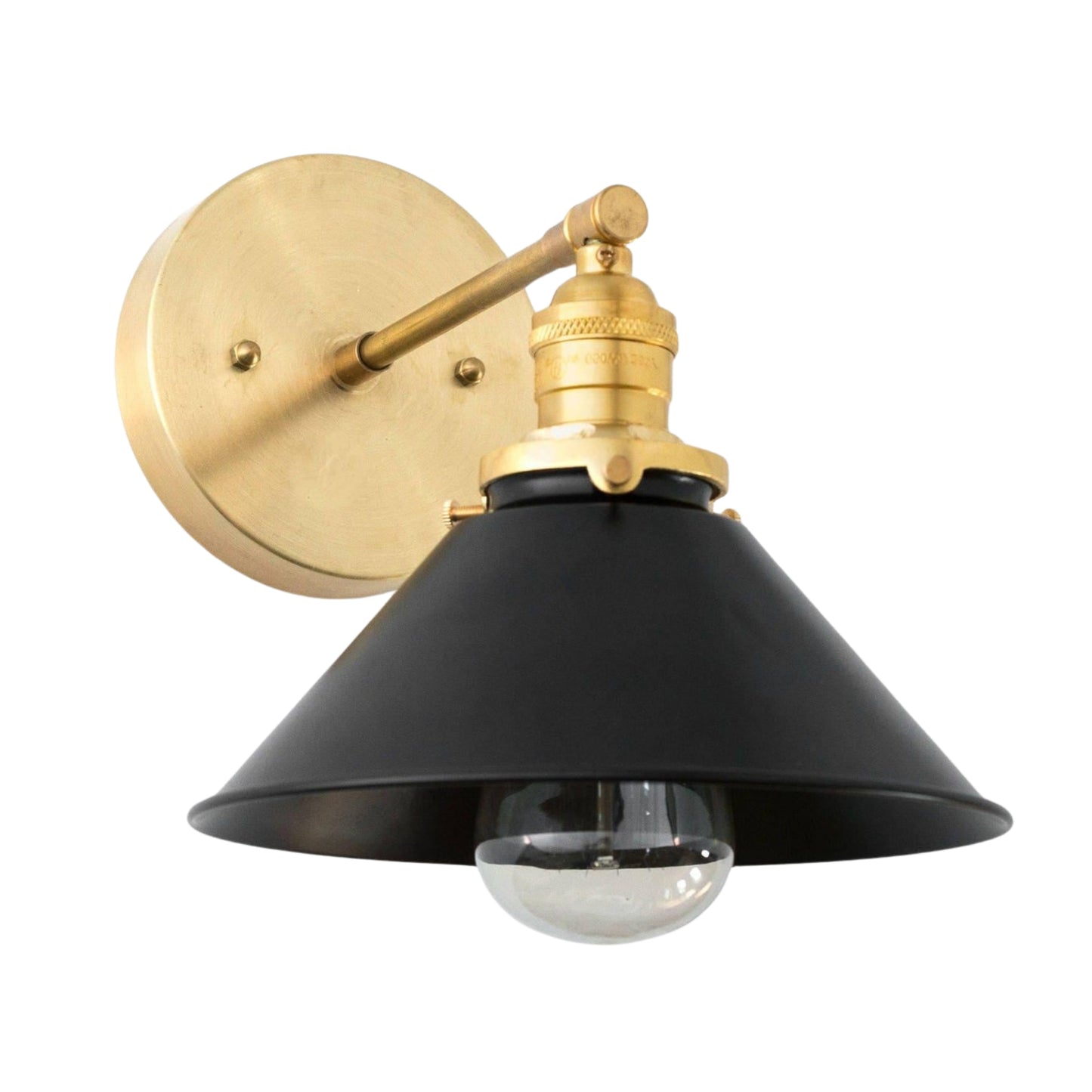 Handmade Brass Wall Sconce – Mid Century Modern Black & Polish Cone Light