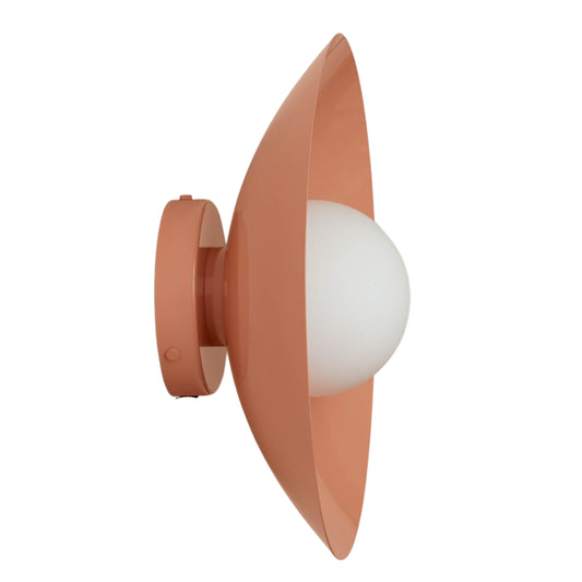 Peach Dome Brass Wall Sconce – Mid-Century Modern Vintage Light