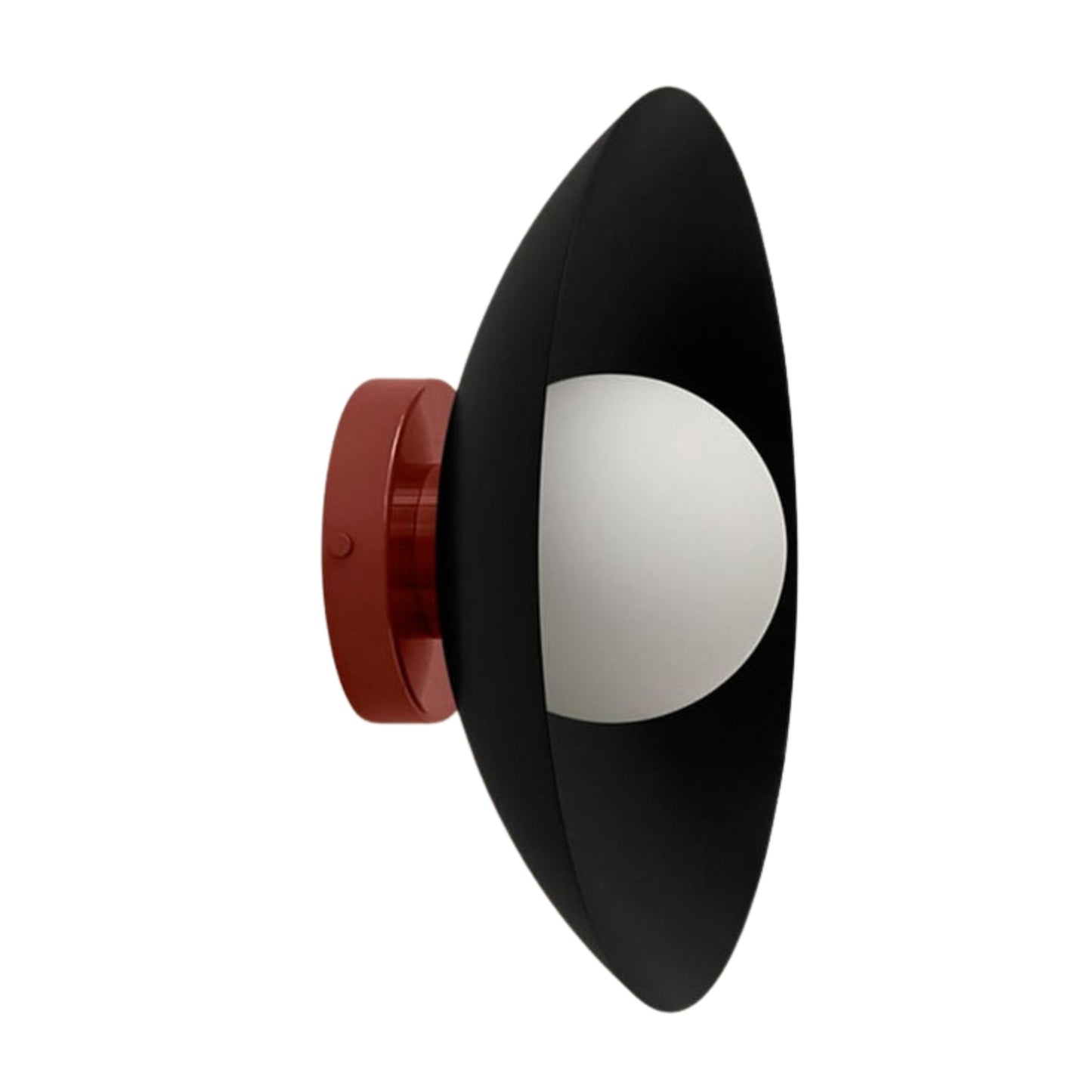 Black & Red Dome Brass Wall Sconce – Mid-Century Modern Vintage Light