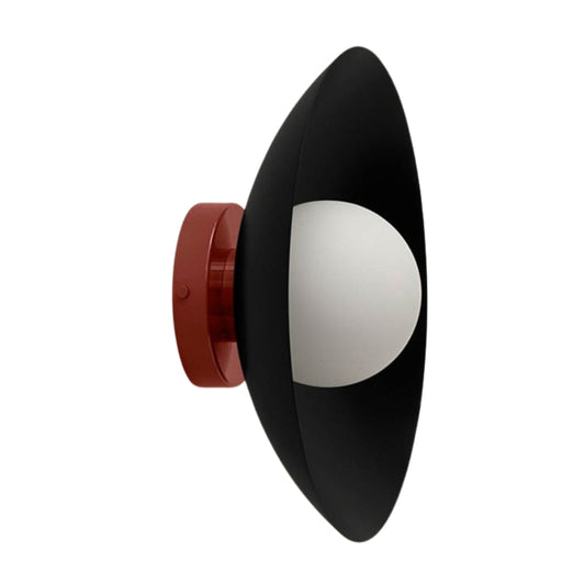 Black & Red Dome Brass Wall Sconce – Mid-Century Modern Vintage Light