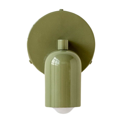 Olive Green Capsule Brass Wall Sconce – Mid Century Modern Vintage Wall Light Fixture