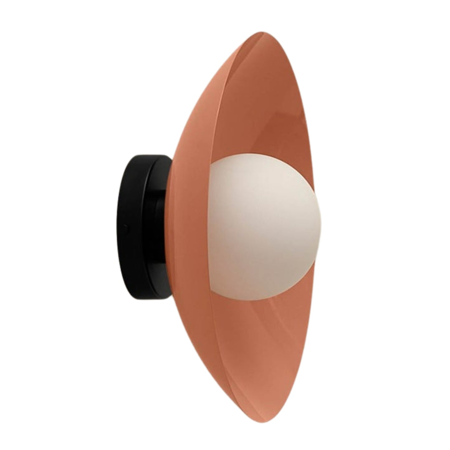 Peach & Black Dome Brass Wall Sconce – Mid-Century Modern Vintage Light