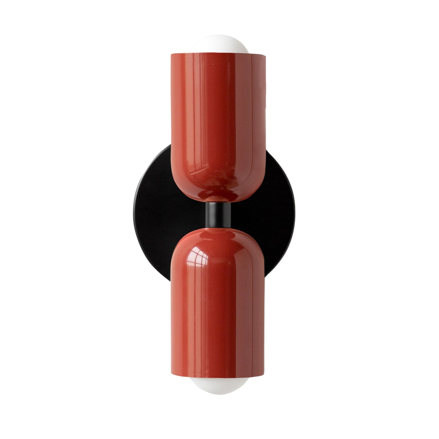 Red & Black Up & Down Brass Wall Sconce – Mid-Century Modern Light Fixture