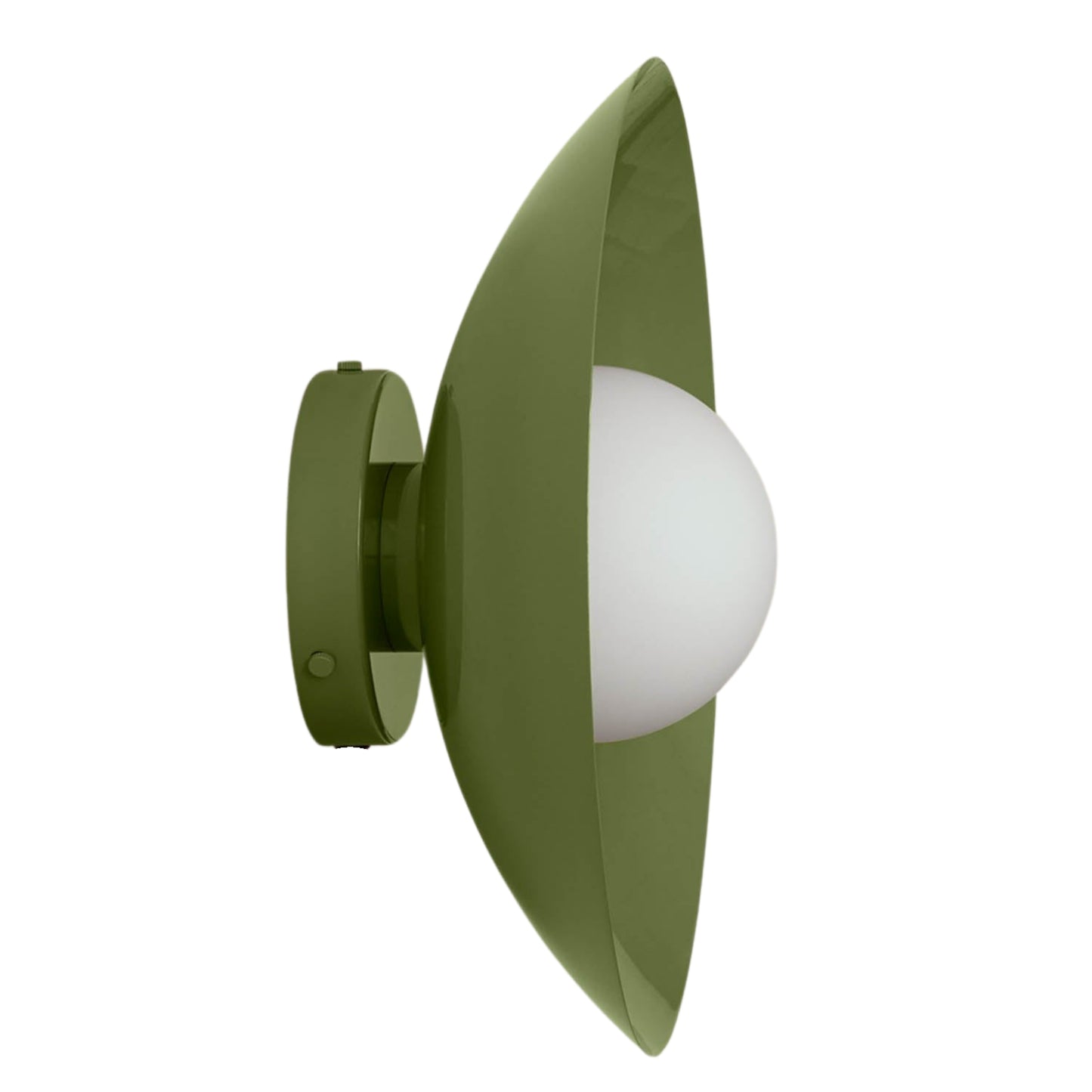 Olive Green Dome Brass Wall Sconce – Mid-Century Modern Vintage Light