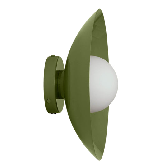 Olive Green Dome Brass Wall Sconce – Mid-Century Modern Vintage Light
