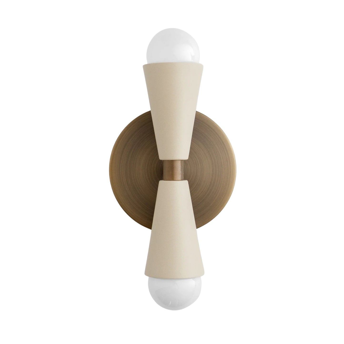 Mid Century Modern Brass Wall Sconce – Handmade Double Cone Light Fixture