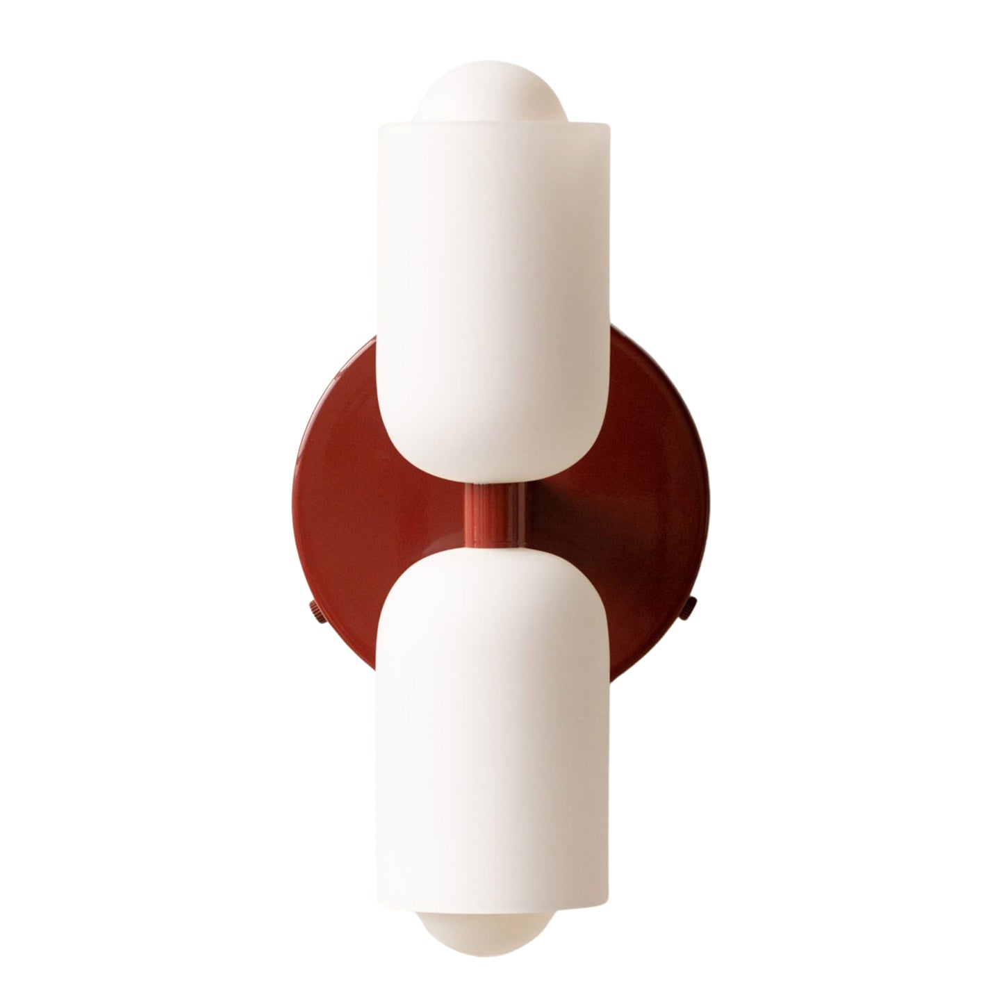 White & Red Up & Down Brass Wall Sconce – Mid-Century Modern Light Fixture