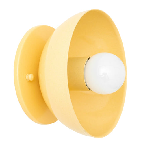 Yellow Brass Dome Wall Sconce – Modern Mid Century Wall Light Fixture