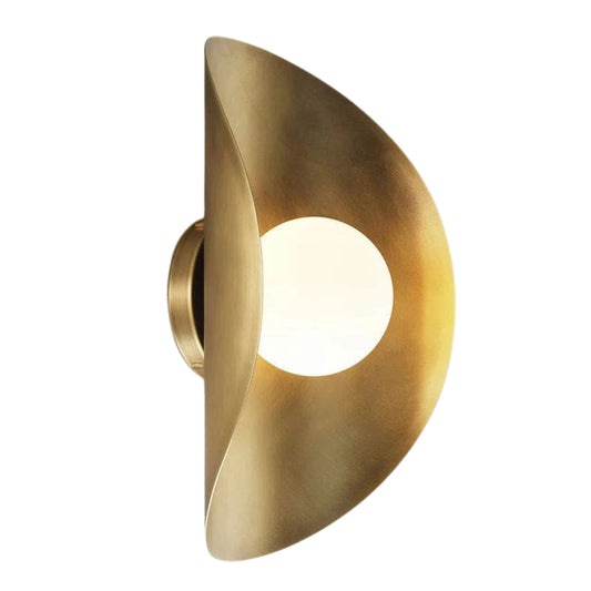 Raw Brass Curve Shade Vintage Wall Light - Mid-Century Modern Brass Wall Sconce