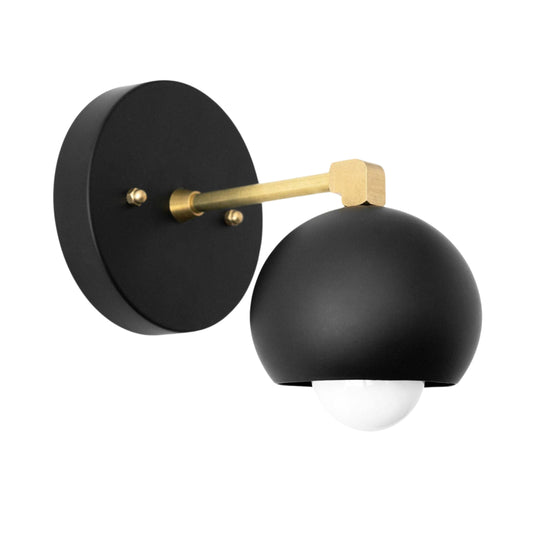 Handmade Brass Wall Sconce – Mid Century Modern Black Dome Light Fixture