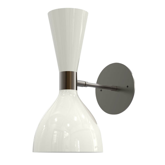 White Double Cone Vintage Wall Light - Mid-Century Modern Brass Wall Sconce