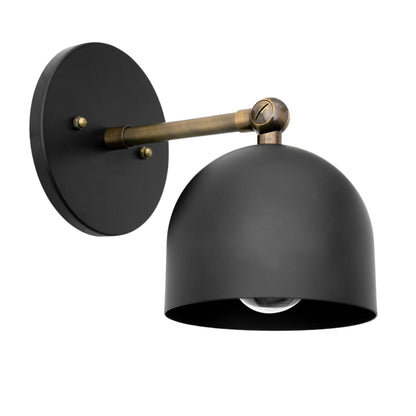 Mid Century Brass Wall Sconce – Handmade Black & Antique Dome Light Fixture