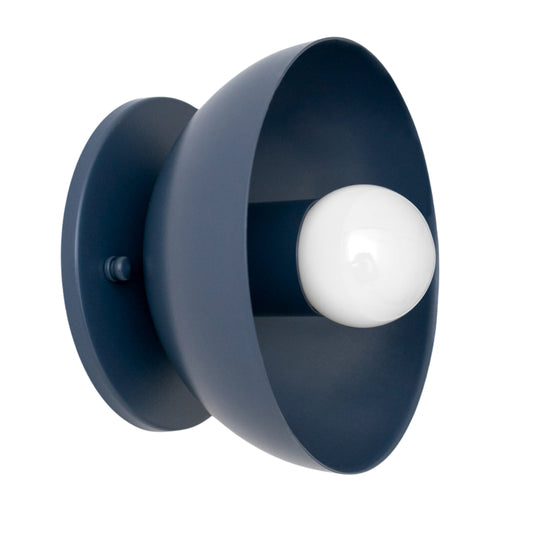 Blue Brass Dome Wall Sconce – Modern Mid Century Wall Light Fixture