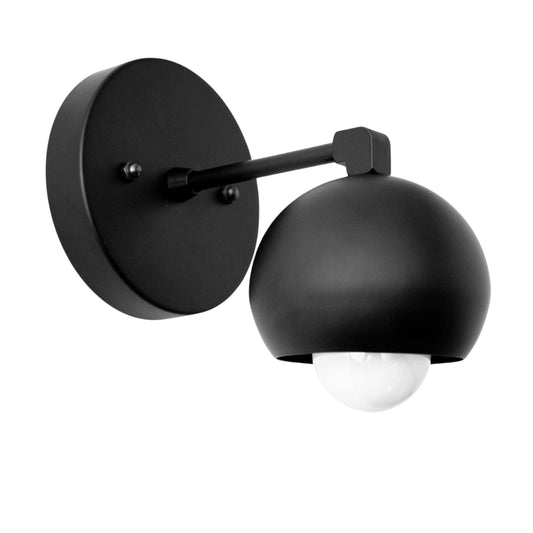 Handmade Brass Wall Sconce – Mid Century Modern Black Dome Light Fixture