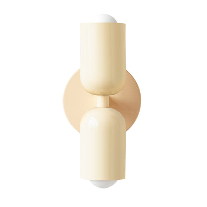 Cream Up & Down Brass Wall Sconce – Mid-Century Modern Light Fixture