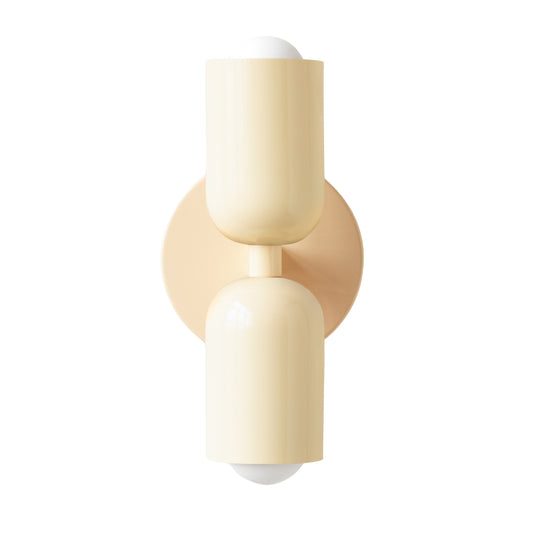 Cream Up & Down Brass Wall Sconce – Mid-Century Modern Light Fixture