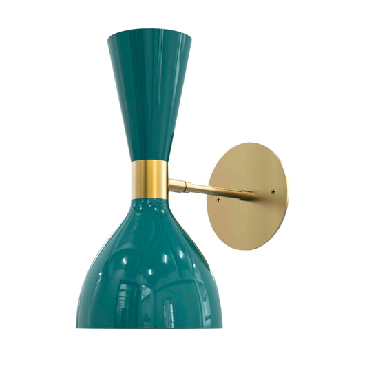 Blue Double Cone Vintage Wall Light - Mid-Century Modern Brass Wall Sconce