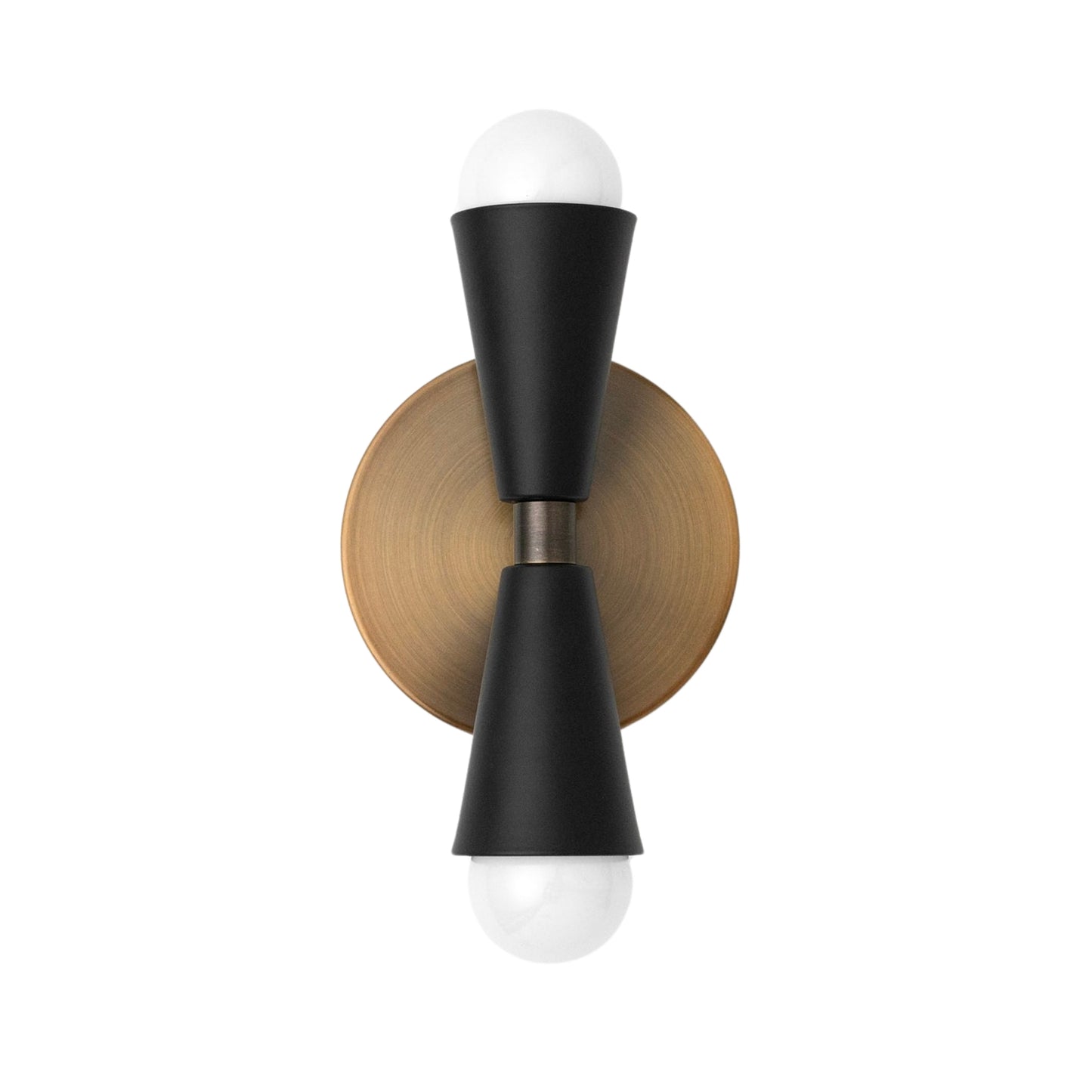 Mid Century Modern Brass Wall Sconce – Handmade Double Cone Light Fixture