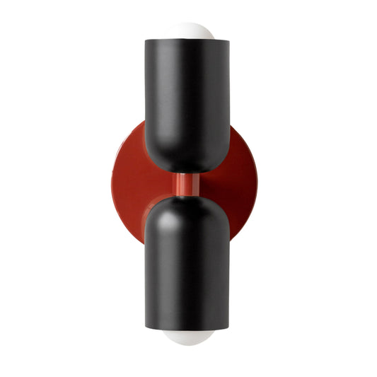Black & Red Up & Down Brass Wall Sconce – Mid-Century Modern Light Fixture