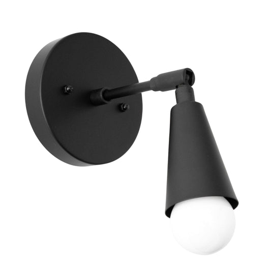 Mid Century Brass Wall Sconce – Handmade Black Cone Light Fixture