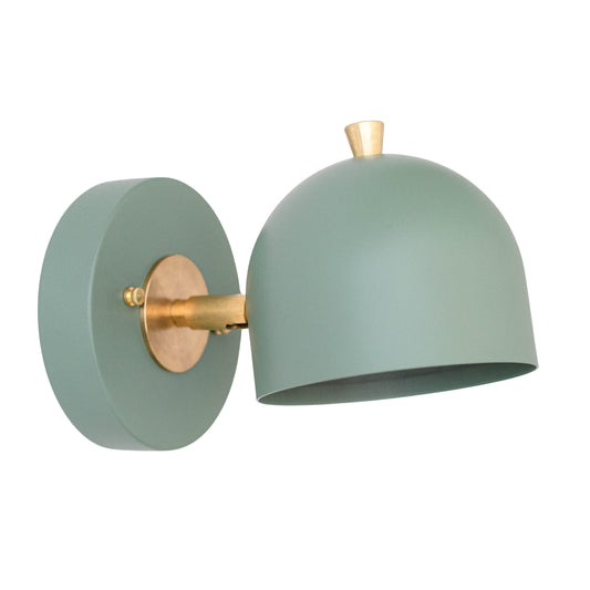 Modern Brass Wall Sconce – Mid Century Wall Light with Green Dome Shade