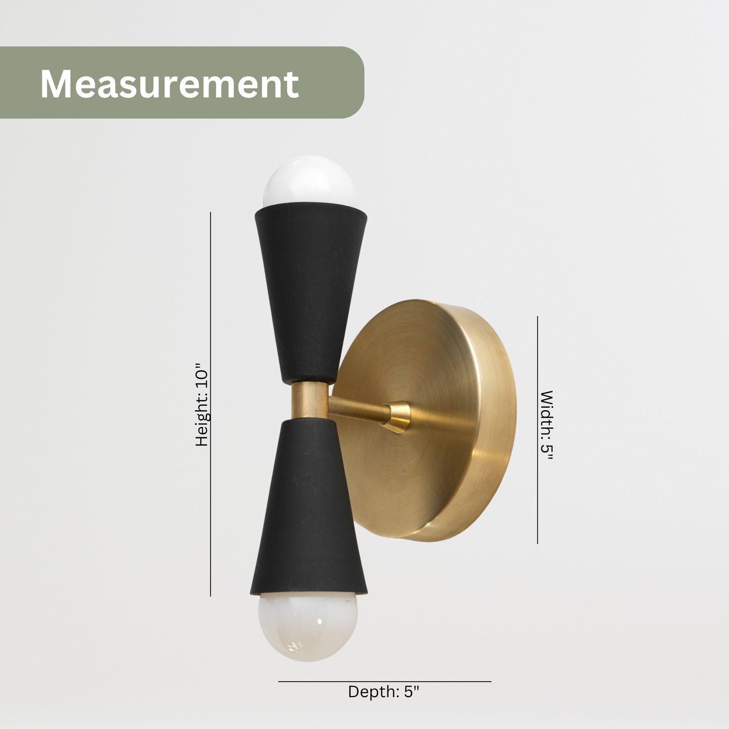 Mid Century Modern Brass Wall Sconce – Handmade Double Cone Light Fixture