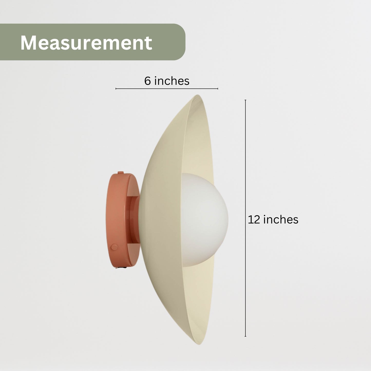 Cream & Peach Dome Brass Wall Sconce – Mid-Century Modern Vintage Light