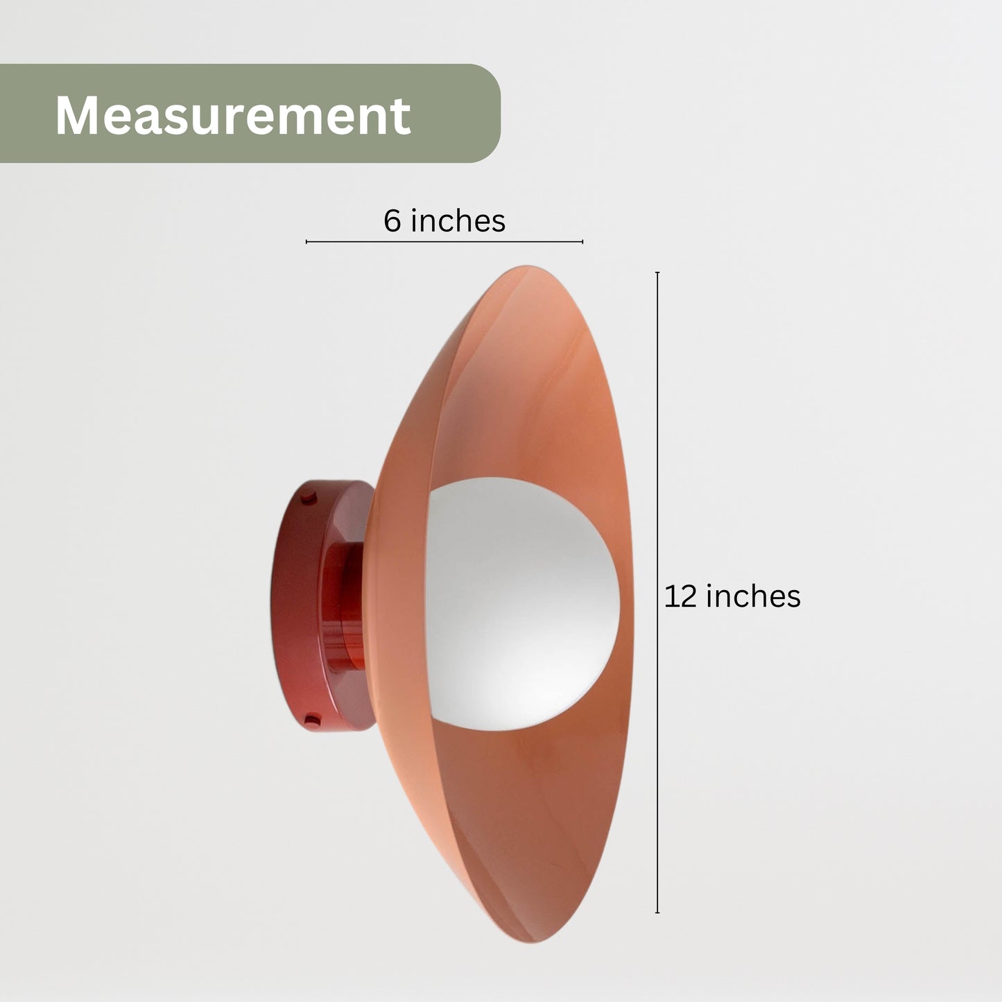 Peach & Red Dome Brass Wall Sconce – Mid-Century Modern Vintage Light