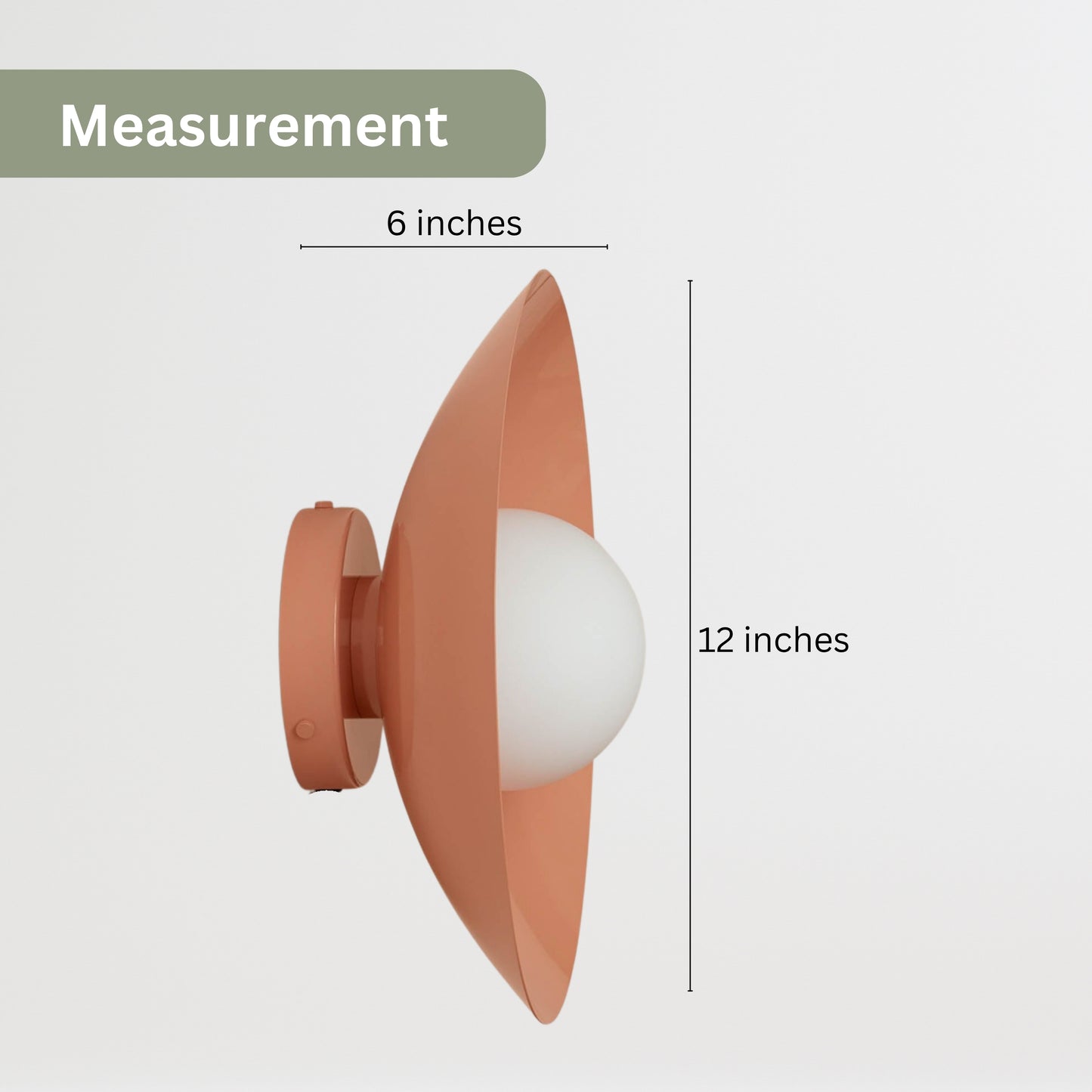 Peach Dome Brass Wall Sconce – Mid-Century Modern Vintage Light
