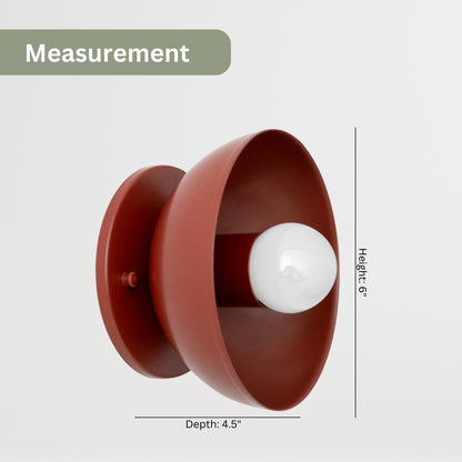 Red Brass Dome Wall Sconce – Modern Mid Century Wall Light Fixture