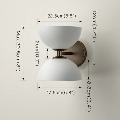 White & Black Double Globe Vintage Light - Mid Century Modern Brass Wall Sconce
