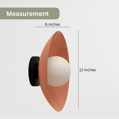Peach & Black Dome Brass Wall Sconce – Mid-Century Modern Vintage Light