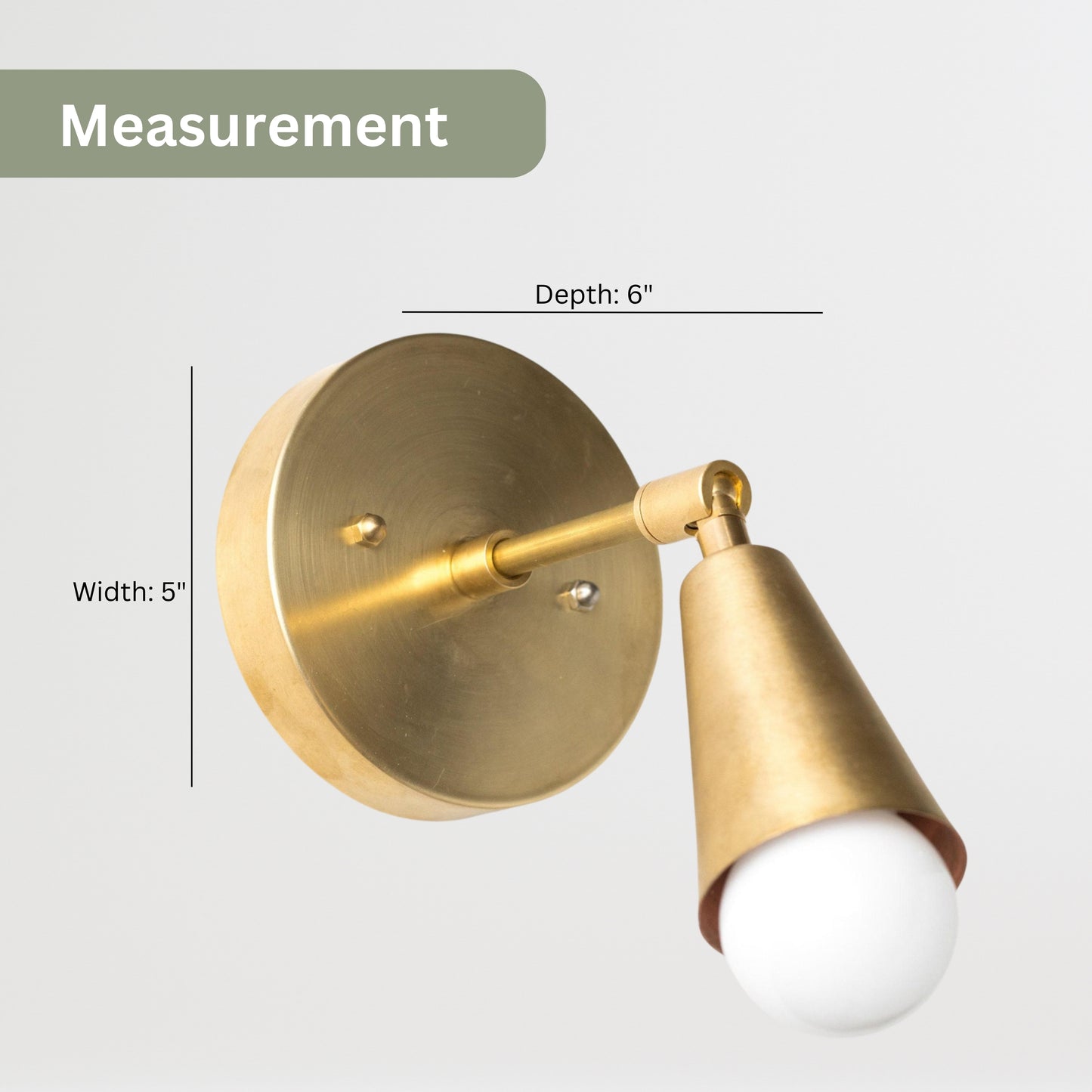 Mid Century Raw Brass Wall Sconce – Handmade Cone Light Fixture